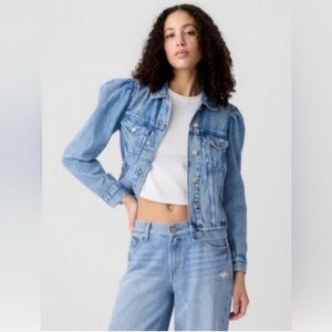 NWOT Gap Puff Sleeve Icon Denim Jacket Size XL